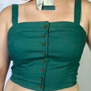 Green Button-Up Women's Top